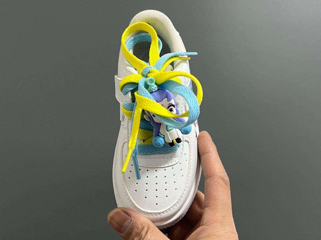 Empty one size pair of shoelaces Velcro cartoon