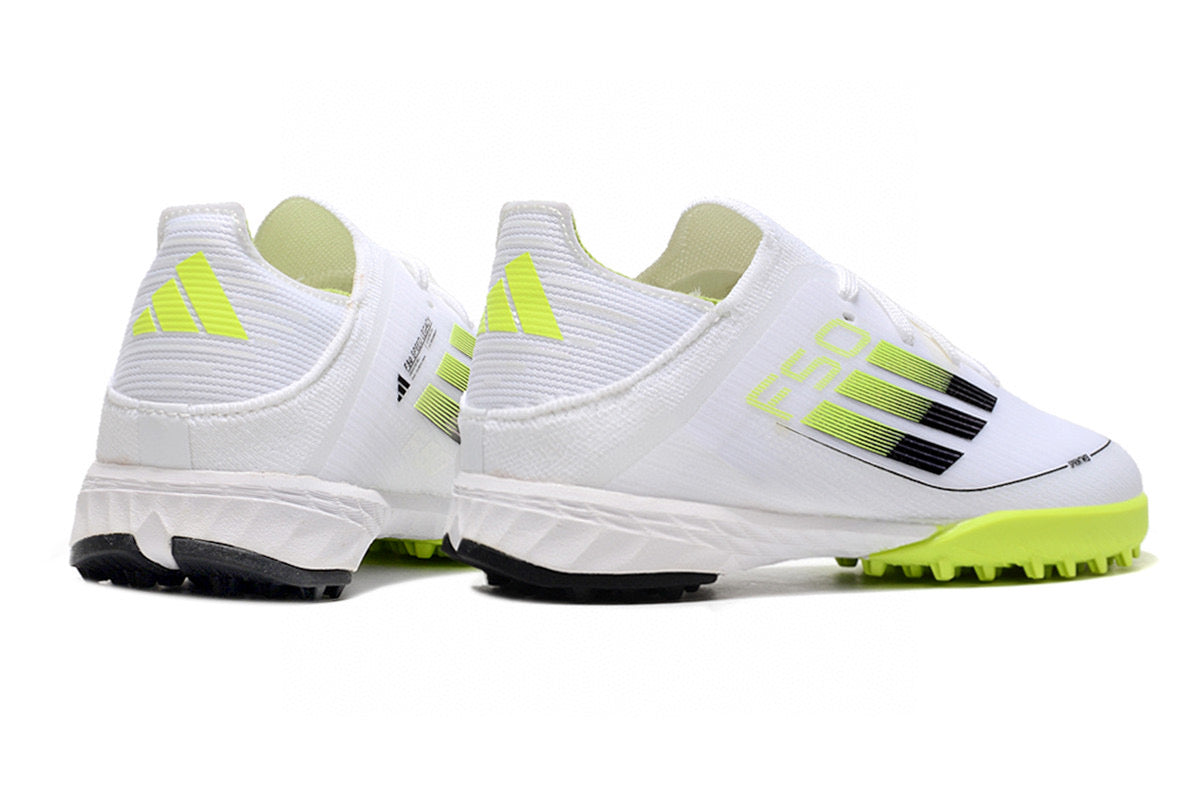 Adidas F50 knitted waterproof football shoes" white. green"