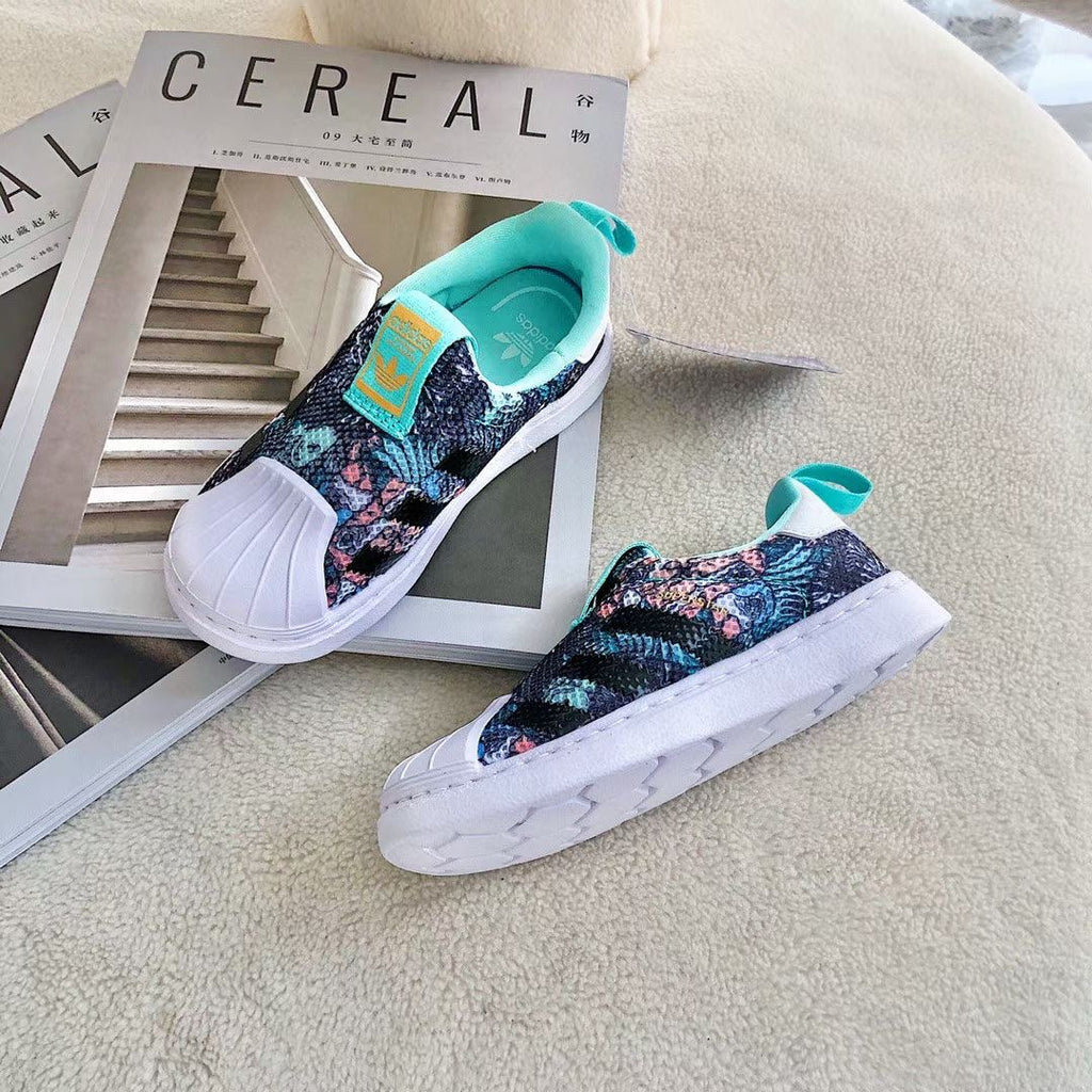 Adidas one-step soft mesh shoes for children" Navy, aqua blue"