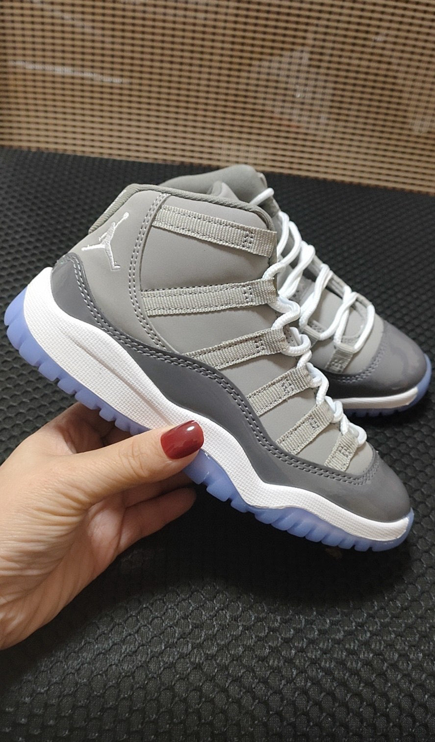 Joe 11 Gray" gray, light brown, blue"
