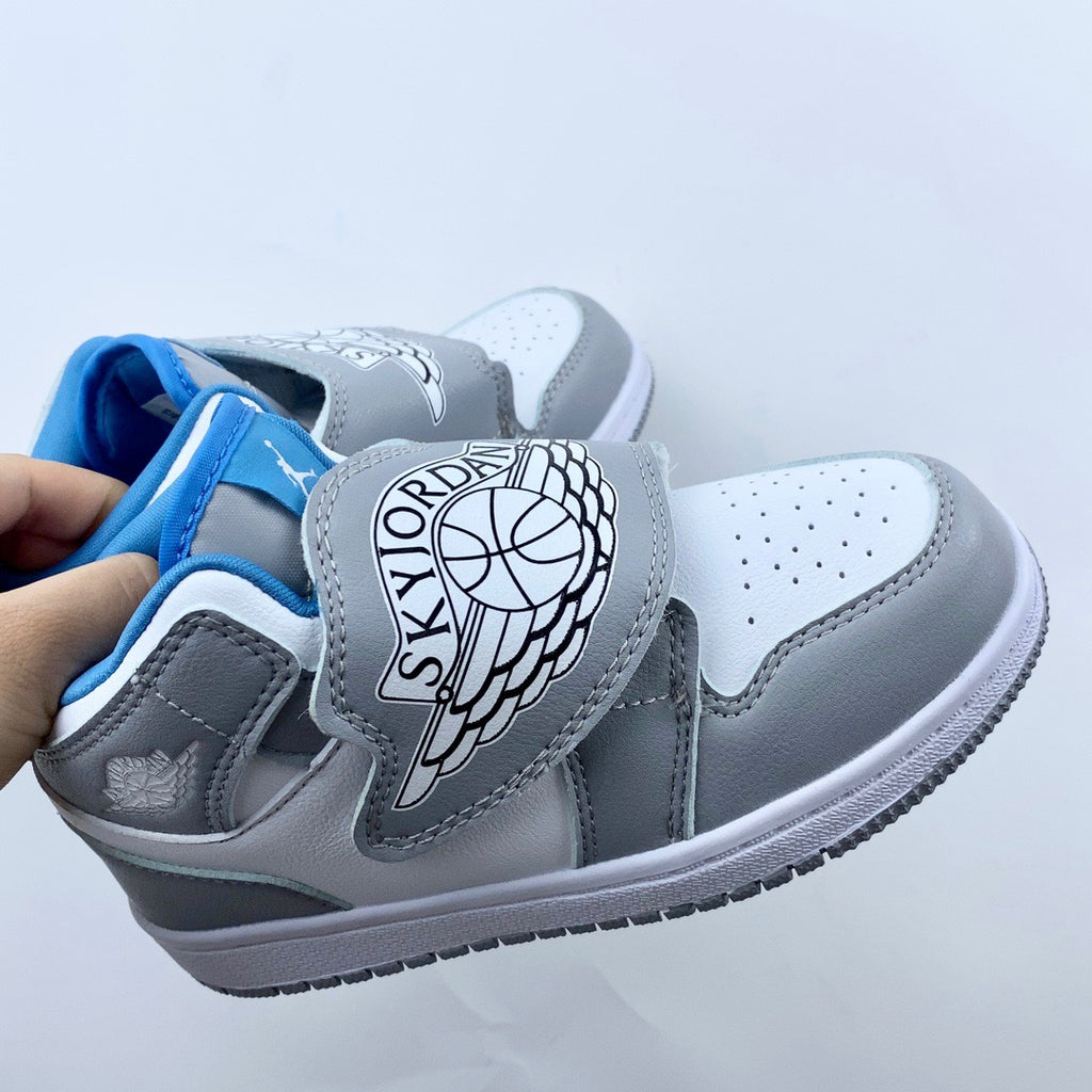 AJ Joe One-Wing Velcro Children's Shoes" white, grey"