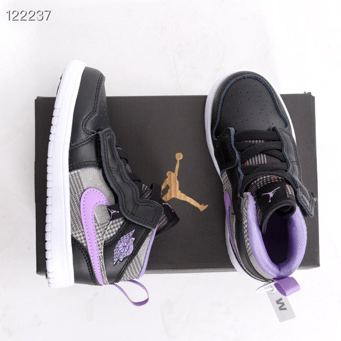 Jordan high top elastic band" black, purple, gray"