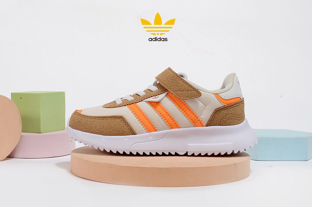Adidas clover lightweight soft sole" light gray, beige, orange"