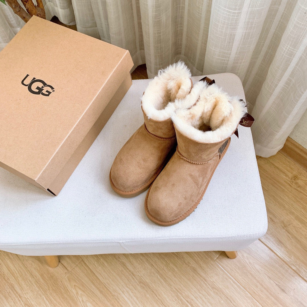 UGG co-branded wool integrated snow boots" brown"
