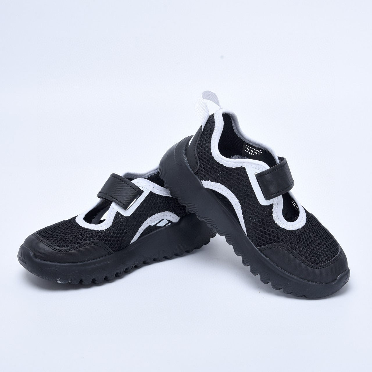 Adidas mesh single buckle sandals " Black and white"