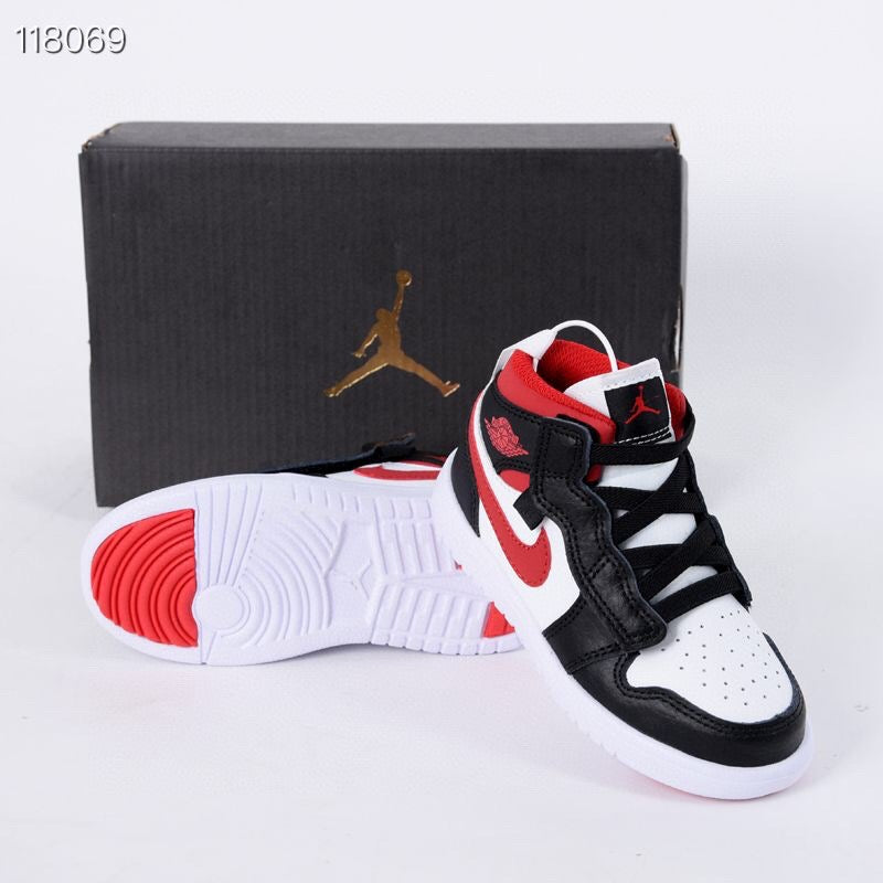 Jordan high top elastic band" white, black, red"