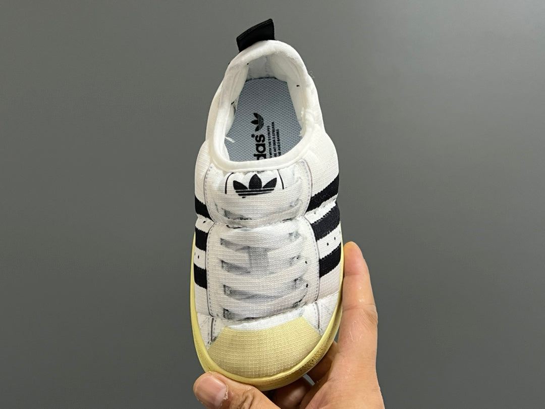 Adidas Bread Children's Slip-On Cotton Shoes" white"