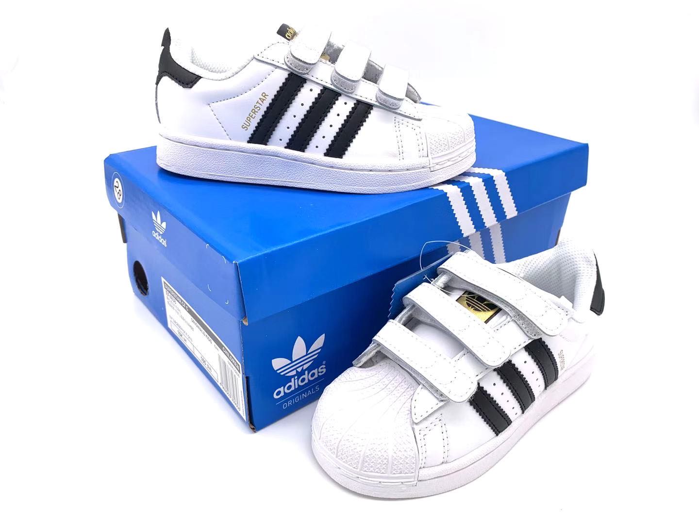 Adidas classic shell toe children's shoes" white, black"