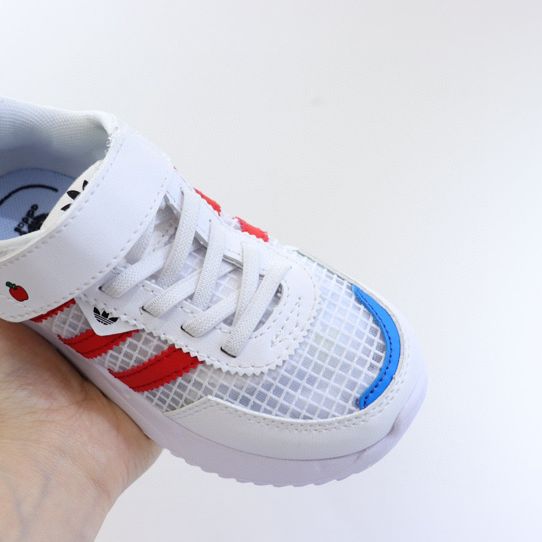 Adidas clover lightweight soft sole" white, red"