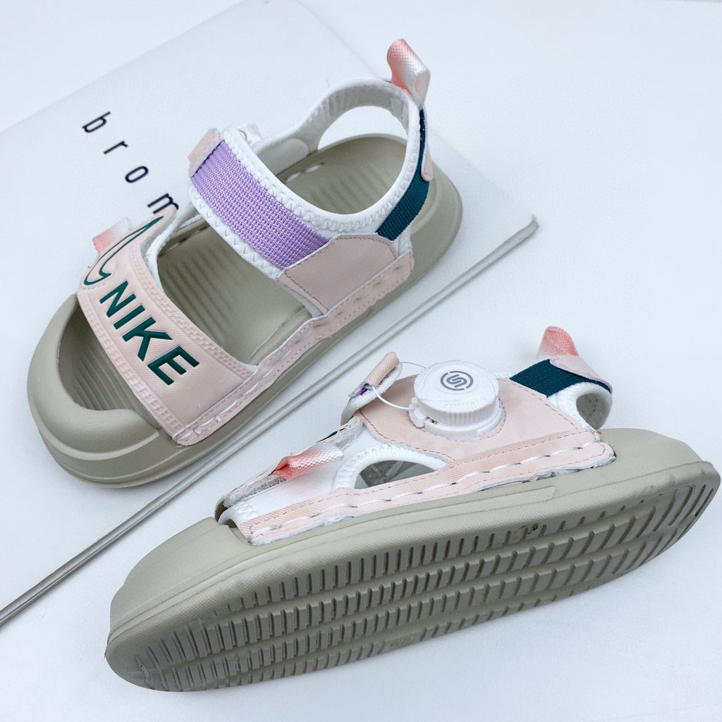 Nike Twist Lock Closed Toe Sandals "light gray, light pink"