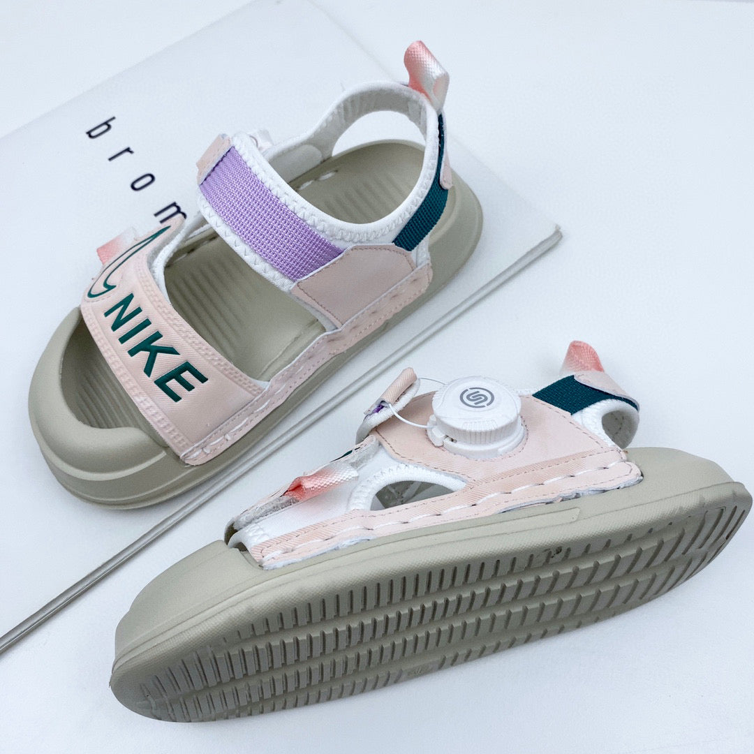 Nike Twist Lock Closed Toe Sandals "light gray, light pink"