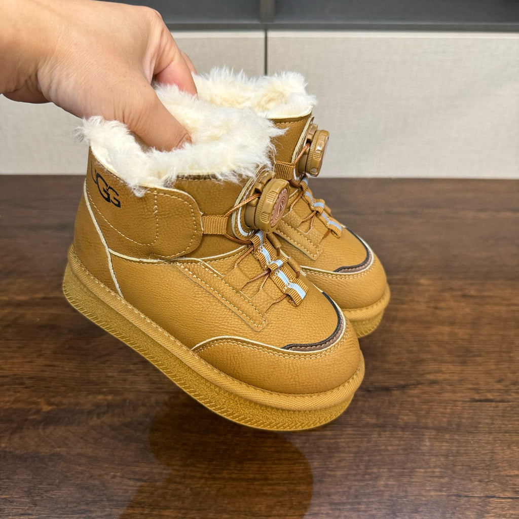 U-GG mid-cut swivel button plus suede leather children's shoes" camel"