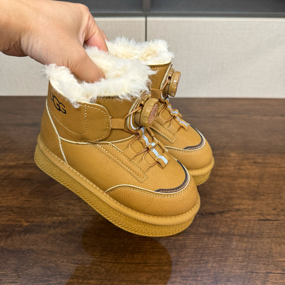U-GG mid-cut swivel button plus suede leather children's shoes" camel"
