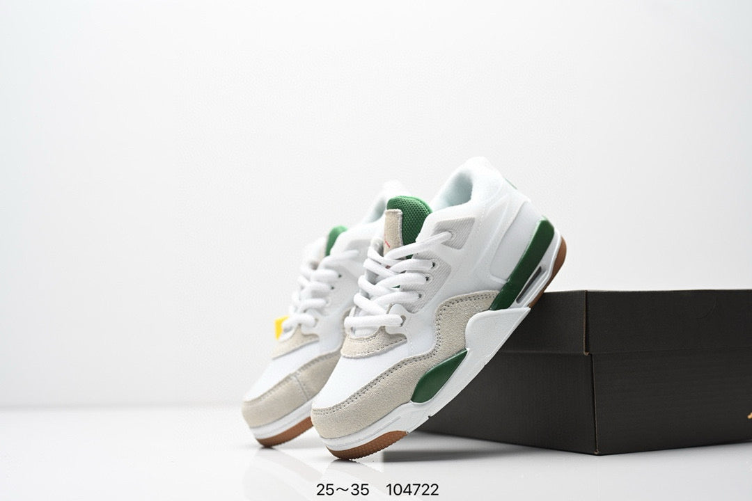 Jordan 4 low-top air cushion basketball shoes" white, green"