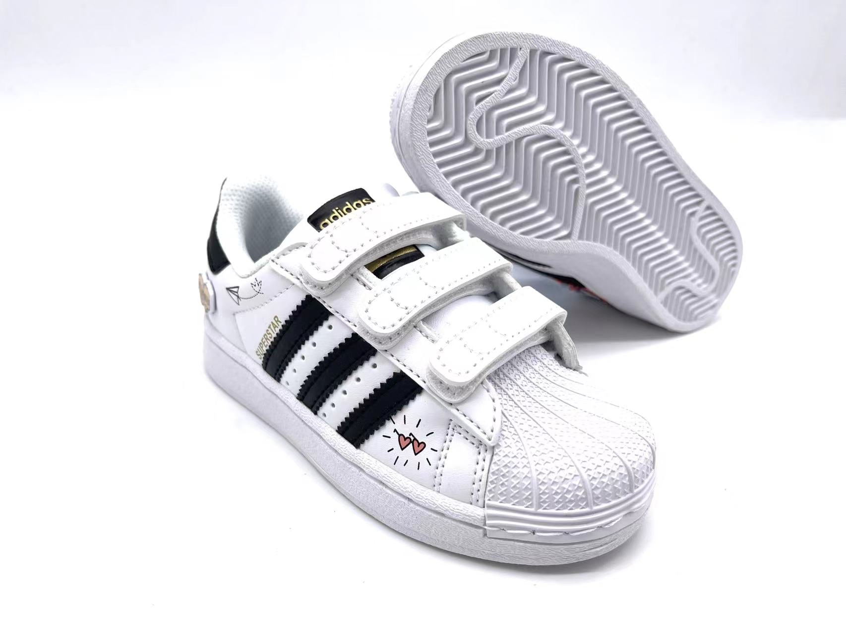 Adidas classic shell toe children's shoes" white, black"