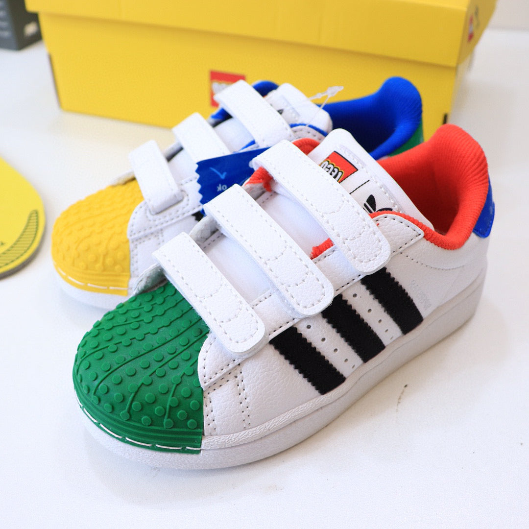 Adidas LEGO joint shell toe children's shoes" white, green,yellow"