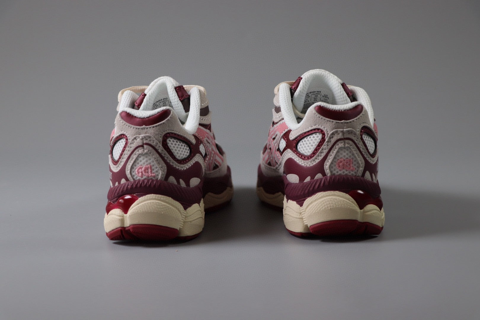 Asics Gel-NYC Professional"   burgundy/maroon, pink, and off-white/cream"