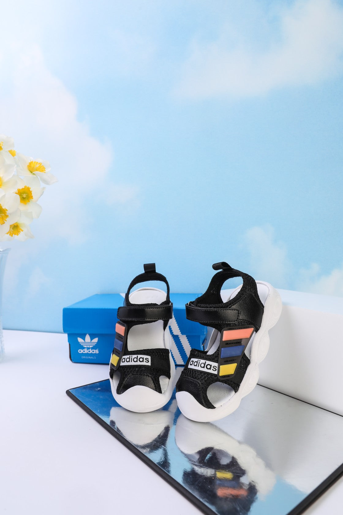 Adidas closed toe sandals" black"