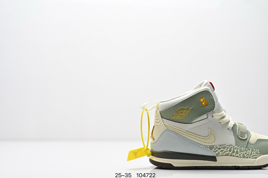 Jordan 312 children's shoes" very light cream color, & olive green"