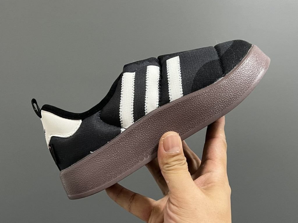 Original version of A's new bread children's slip" black, white, muted brown"