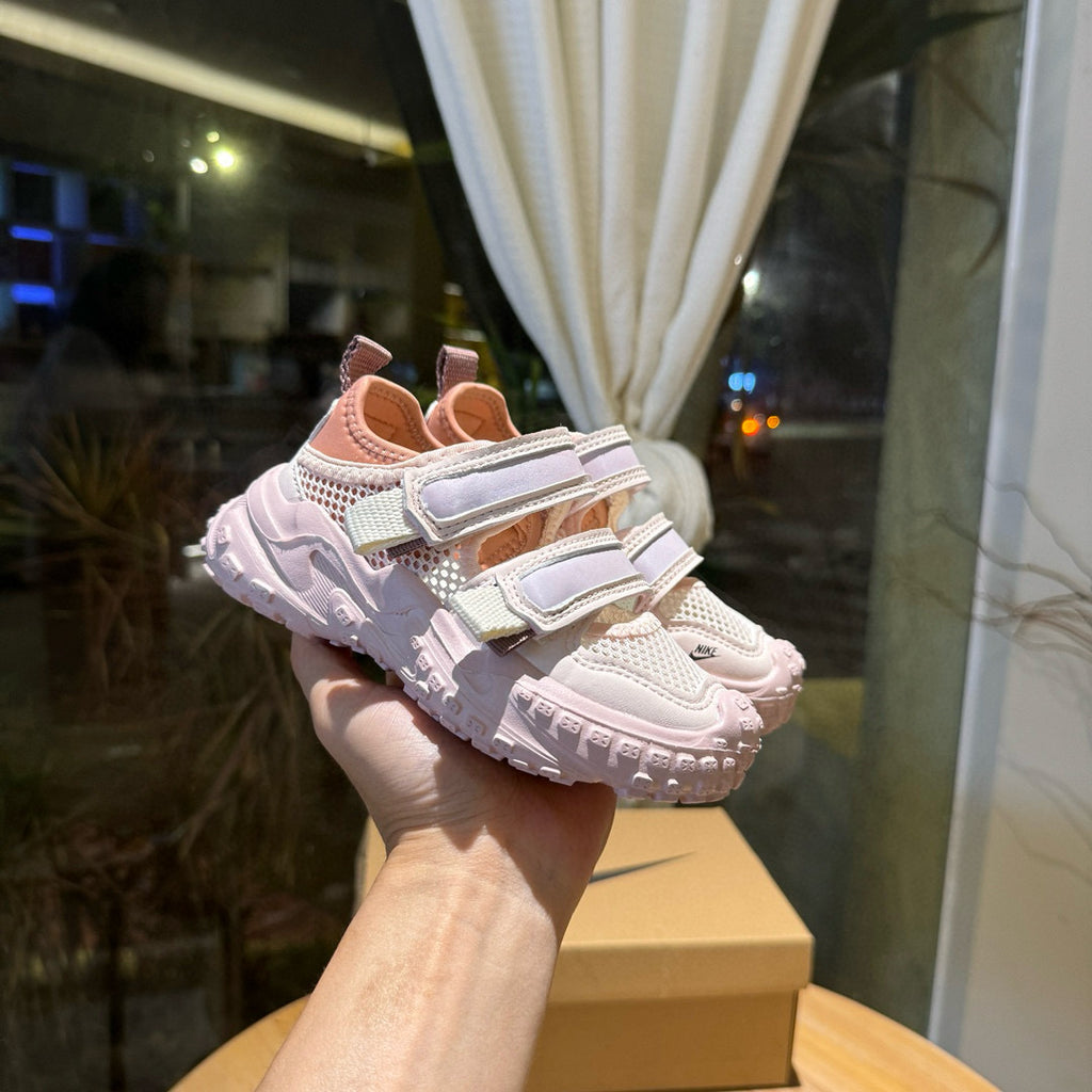 Nike tire bottom Velcro hollow sandals" light cream/ pink, blue"