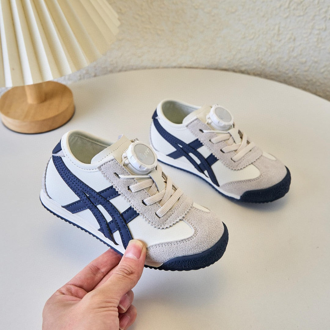 ASICS Tiger MEXICO 66 Swivel Buckle Kids Shoe" cream, Navy"