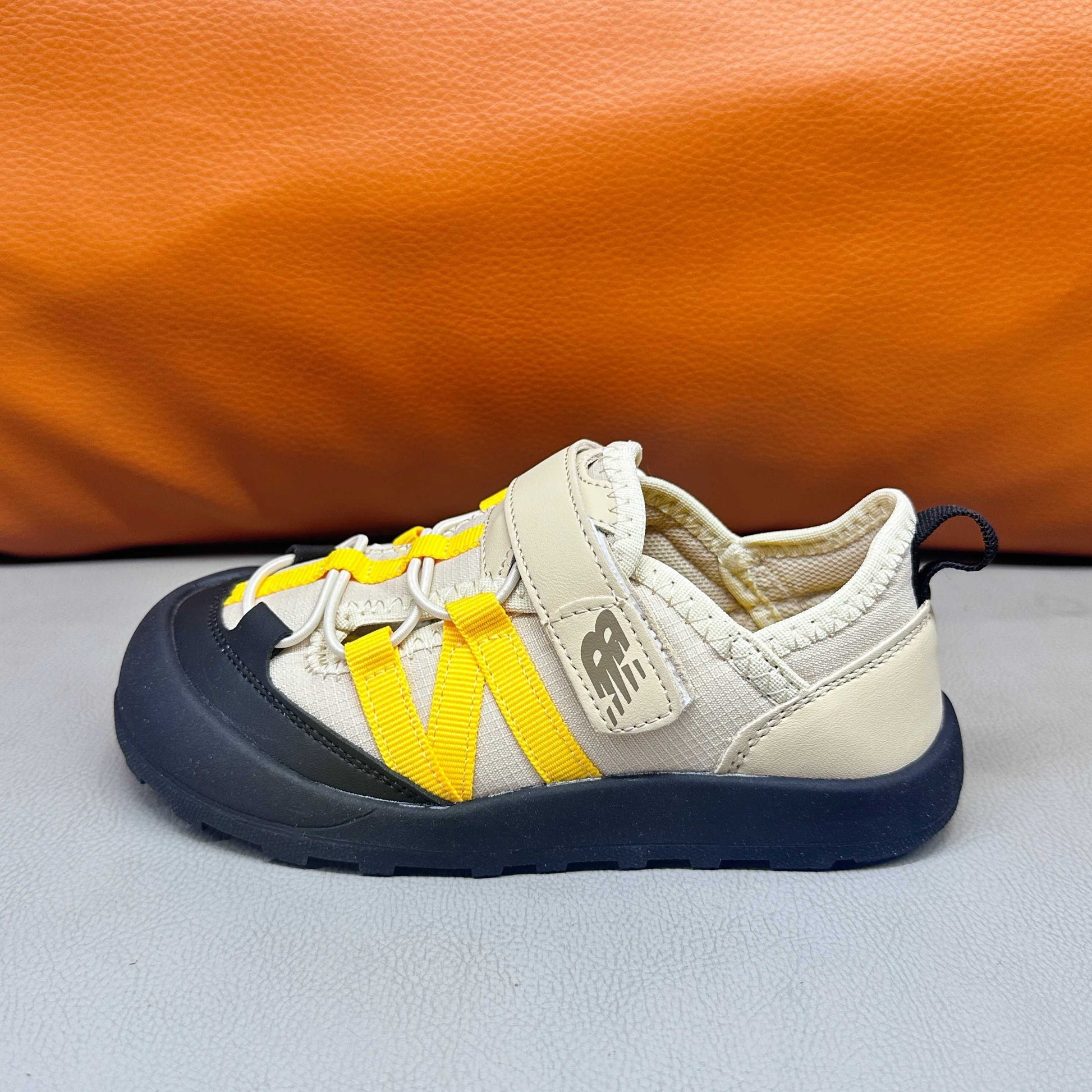 N3205 Velcro Sandals"black, light beige/cream, and yellow"