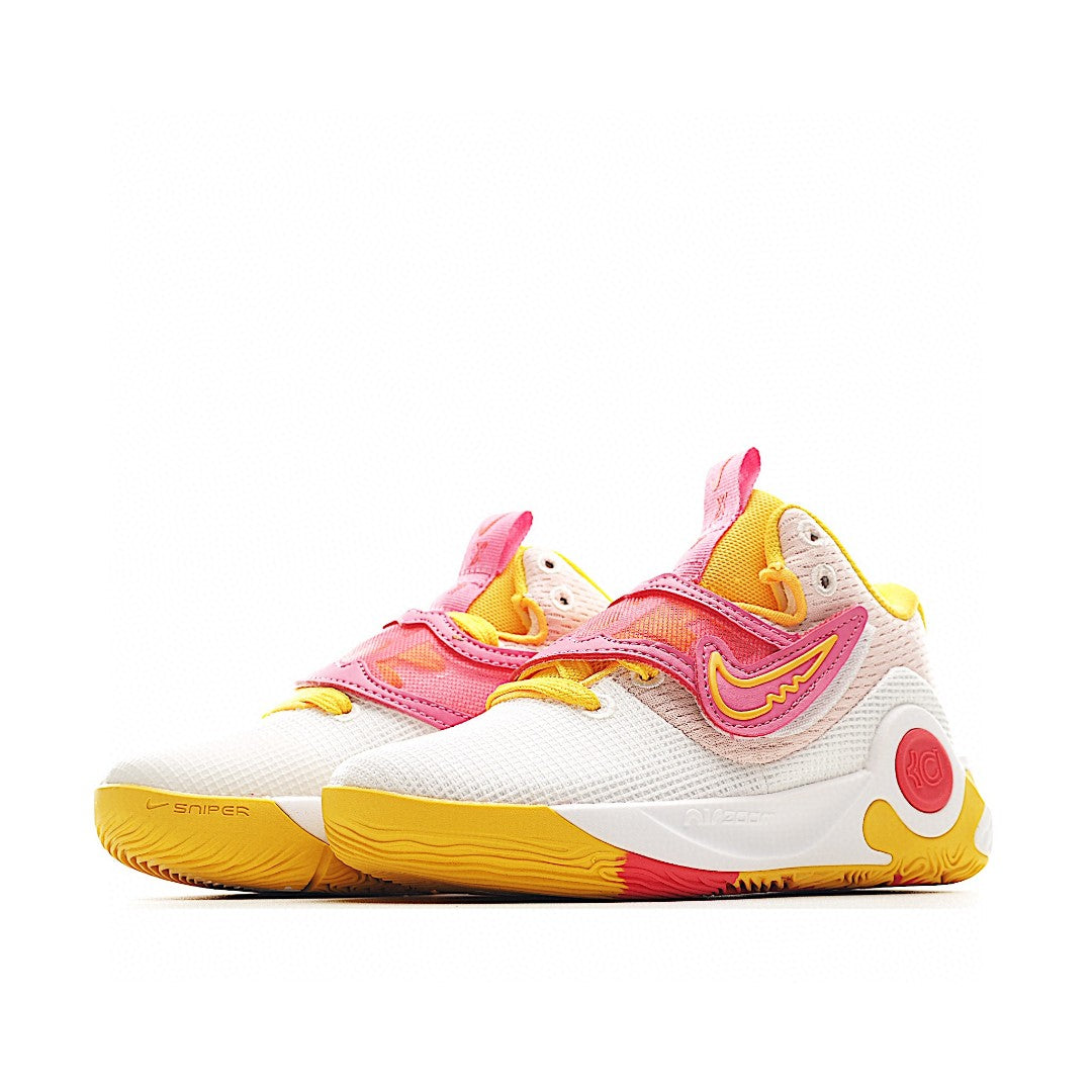 KD 5 basketball shoes" white, yellow, pink"