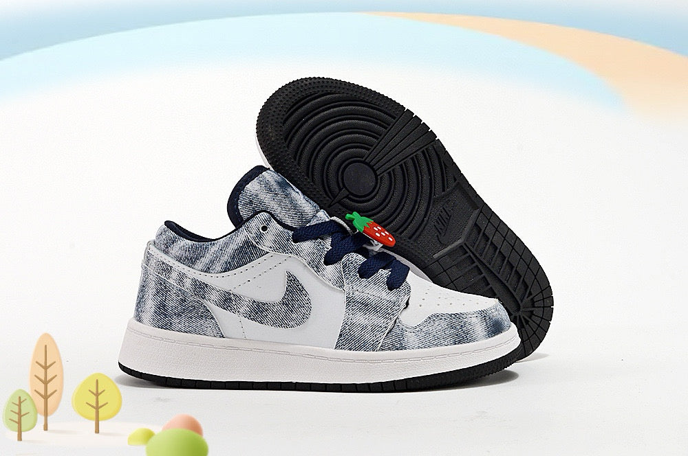 Jordan low-top first generation cartoon children's shoes" white, Navy"