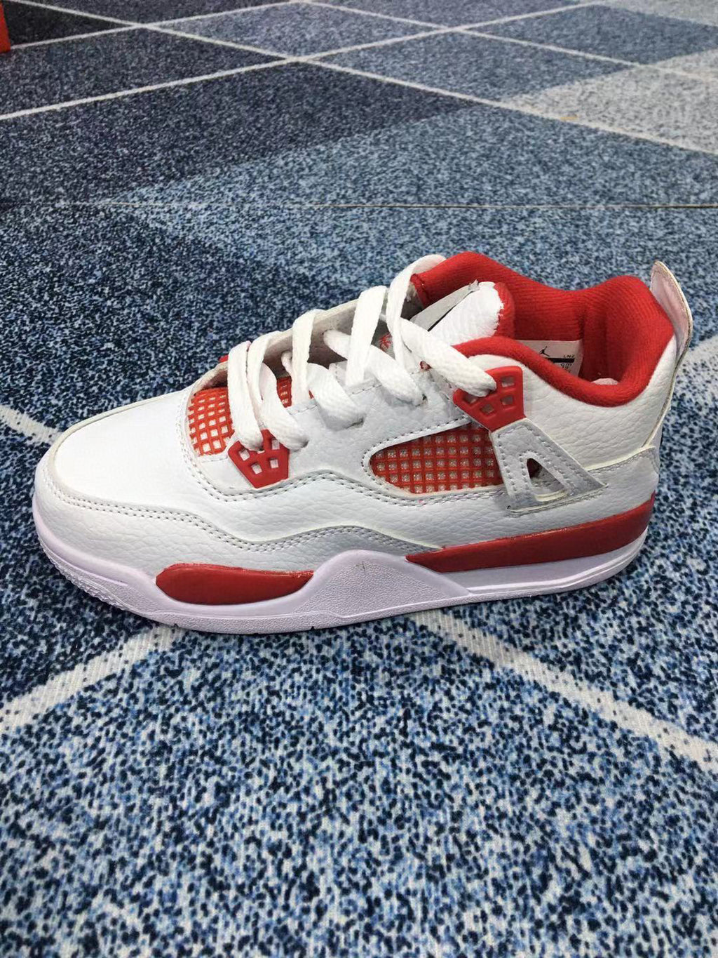 Jordan 4 children's sports shoes" white, red"