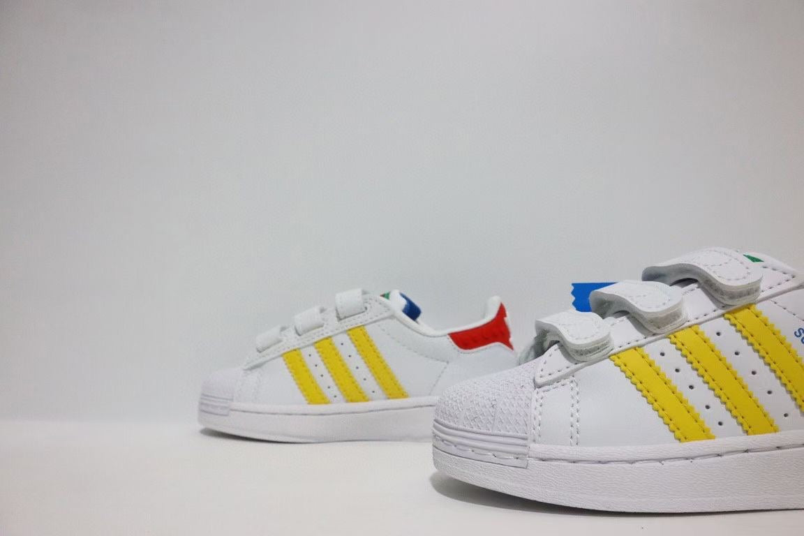 Shell toe two-layer cartoon children's shoes" white, yellow"