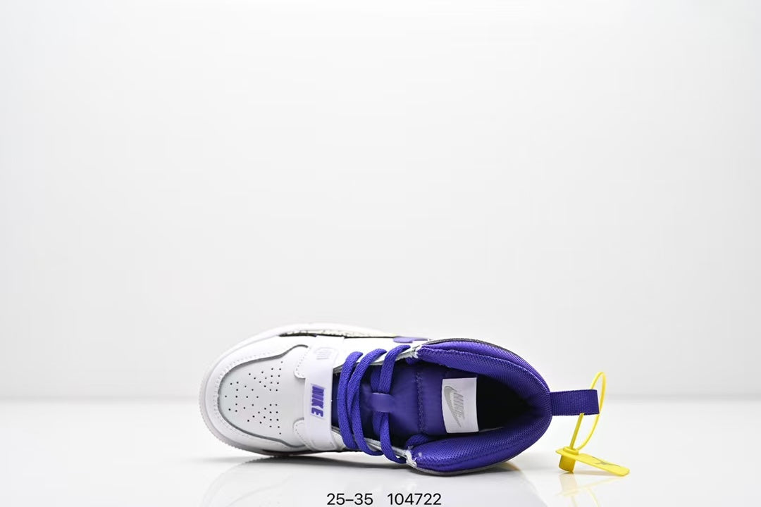 Jordan 312 high top children's shoes full second layer leather" white, blue"
