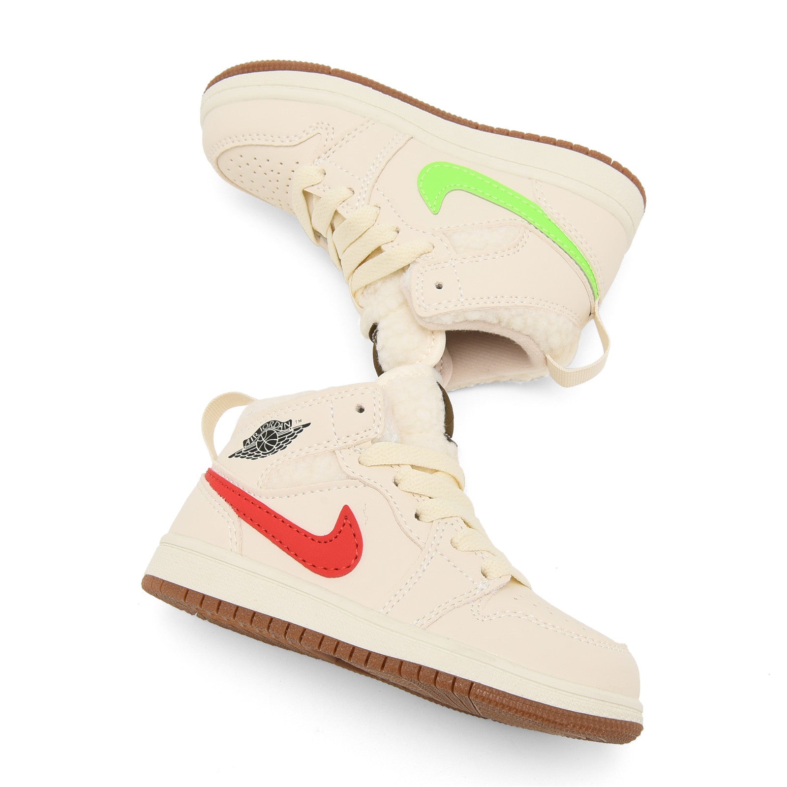 AJ-127" cream, neon green, blue"