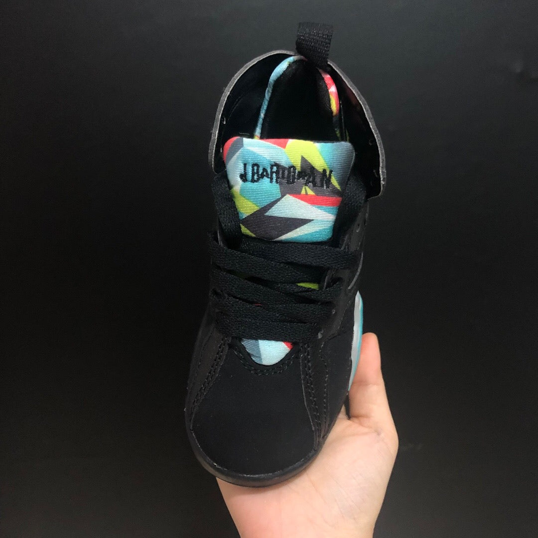 Jordan 7" black, orange, blue"