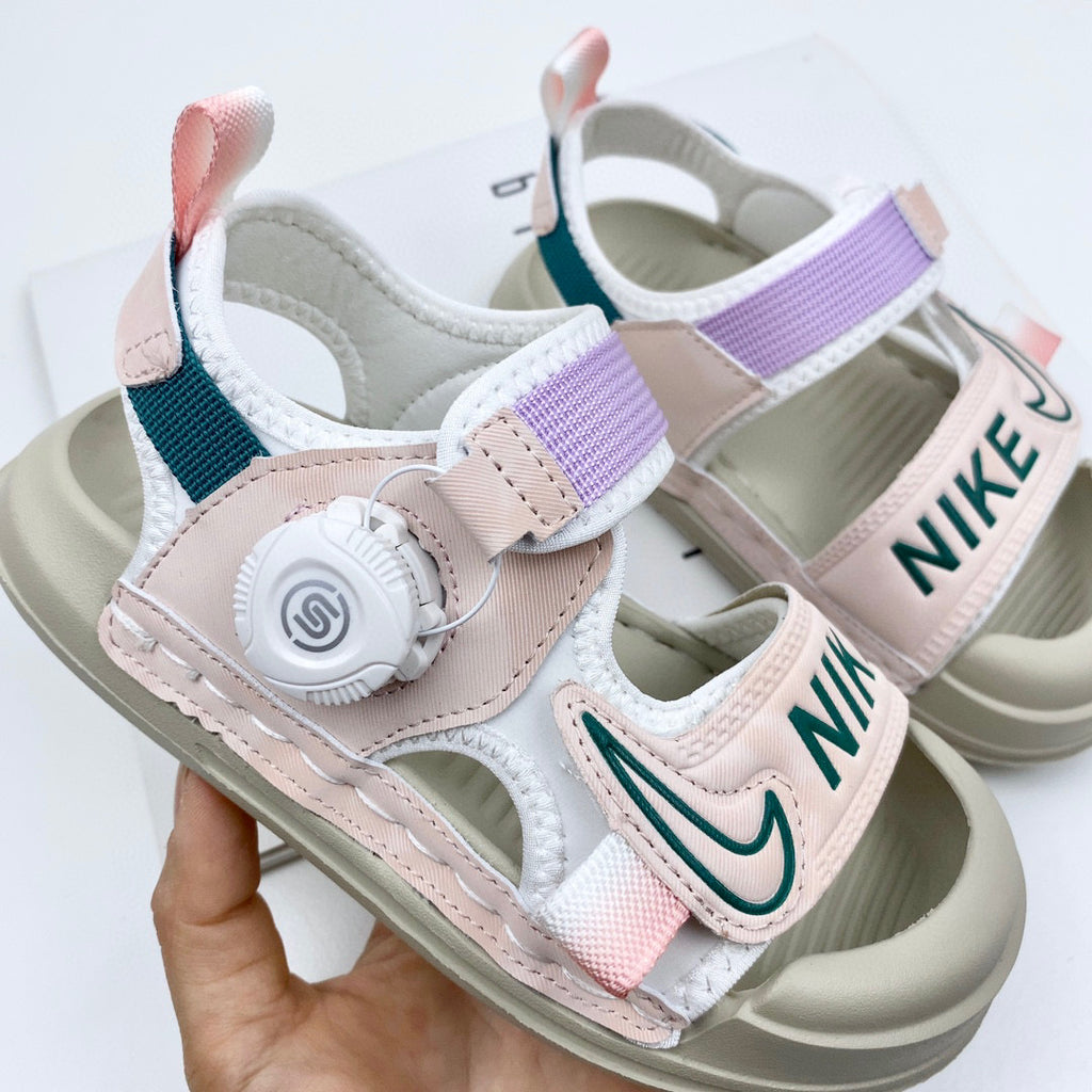 Nike Twist Lock Closed Toe Sandals "light gray, light pink"