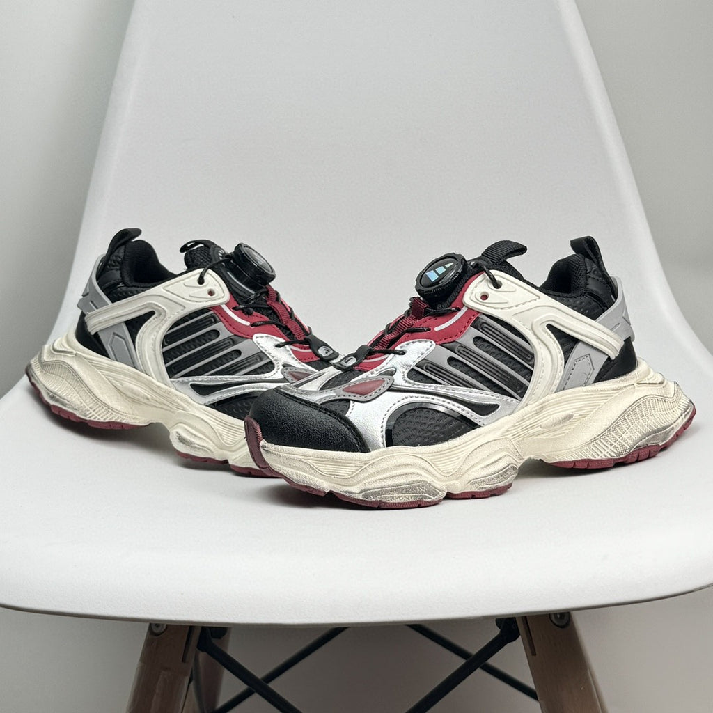 Adidas XLG Runner Deluxe runner dad shoes" black, cream, burgundy"