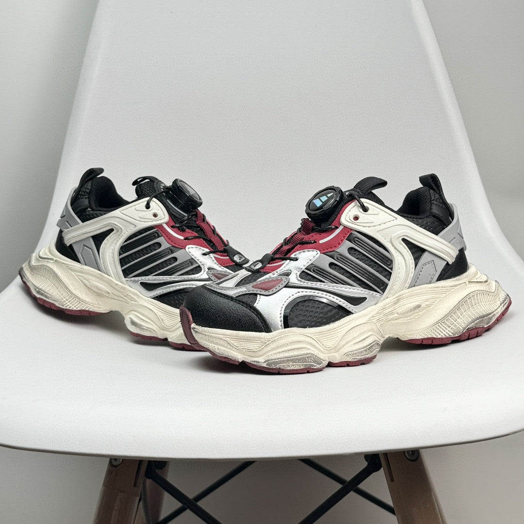 Adidas XLG Runner Deluxe runner dad shoes" black, cream, burgundy"