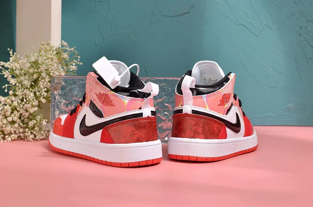 Jordan AJ1 children's shoes" white, red"