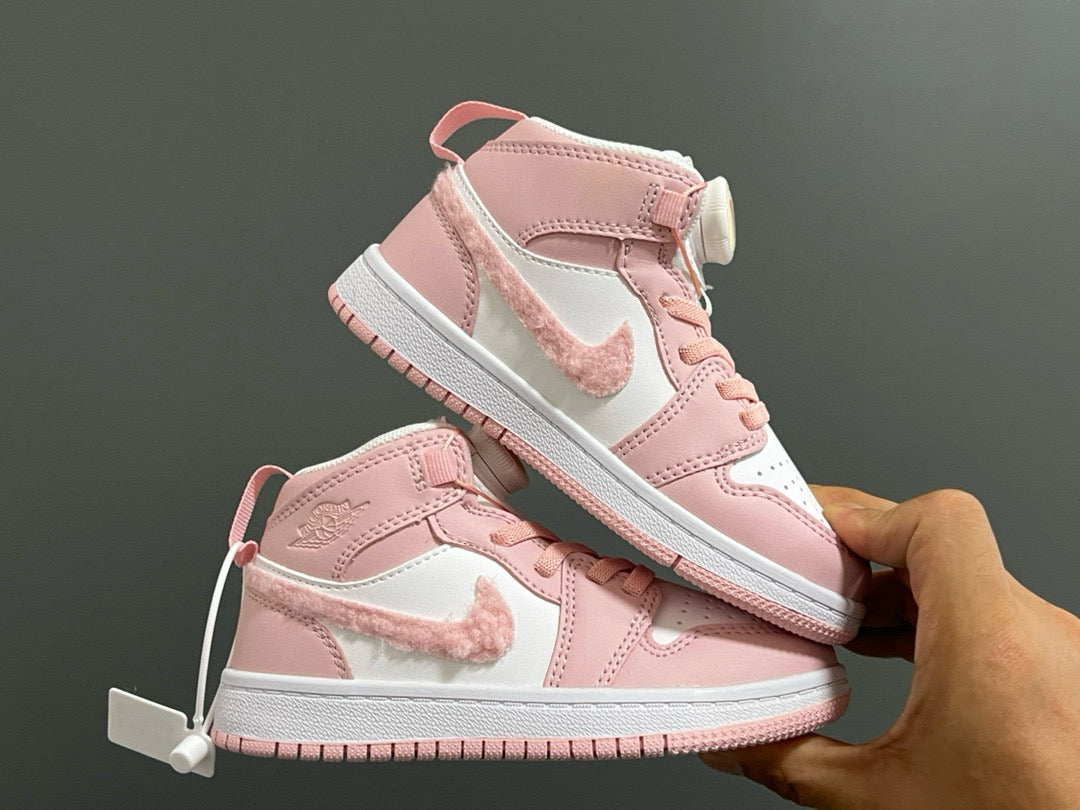 Joe 1 Zhongbang lock children's sports shoes" white, pink"