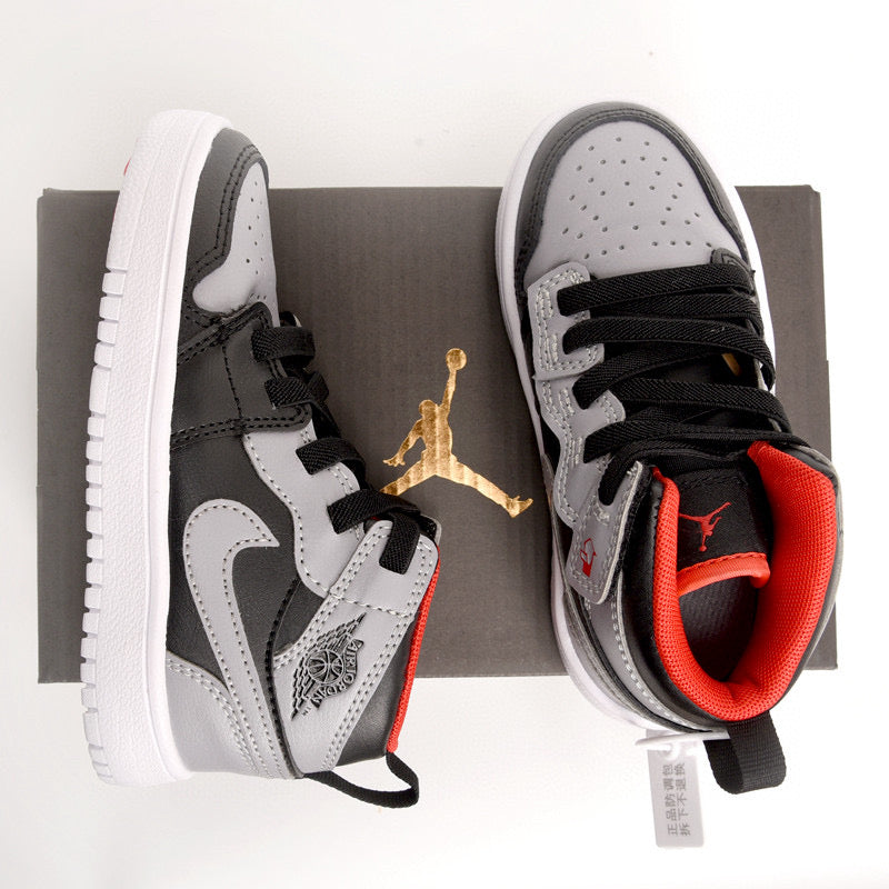 Jordan high top inner Velcro elastic band children's shoes" gray, black"