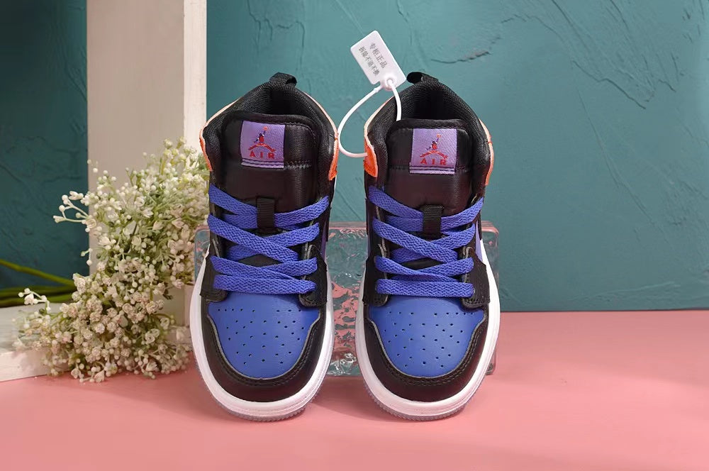 Jordan AJ1 children's shoes" white, blue, purple, orange"