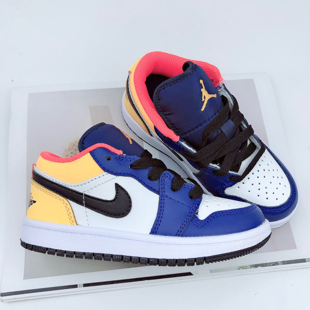 Joe 1 low-top elastic buckle parent-child shoes" blue, white, yellow"