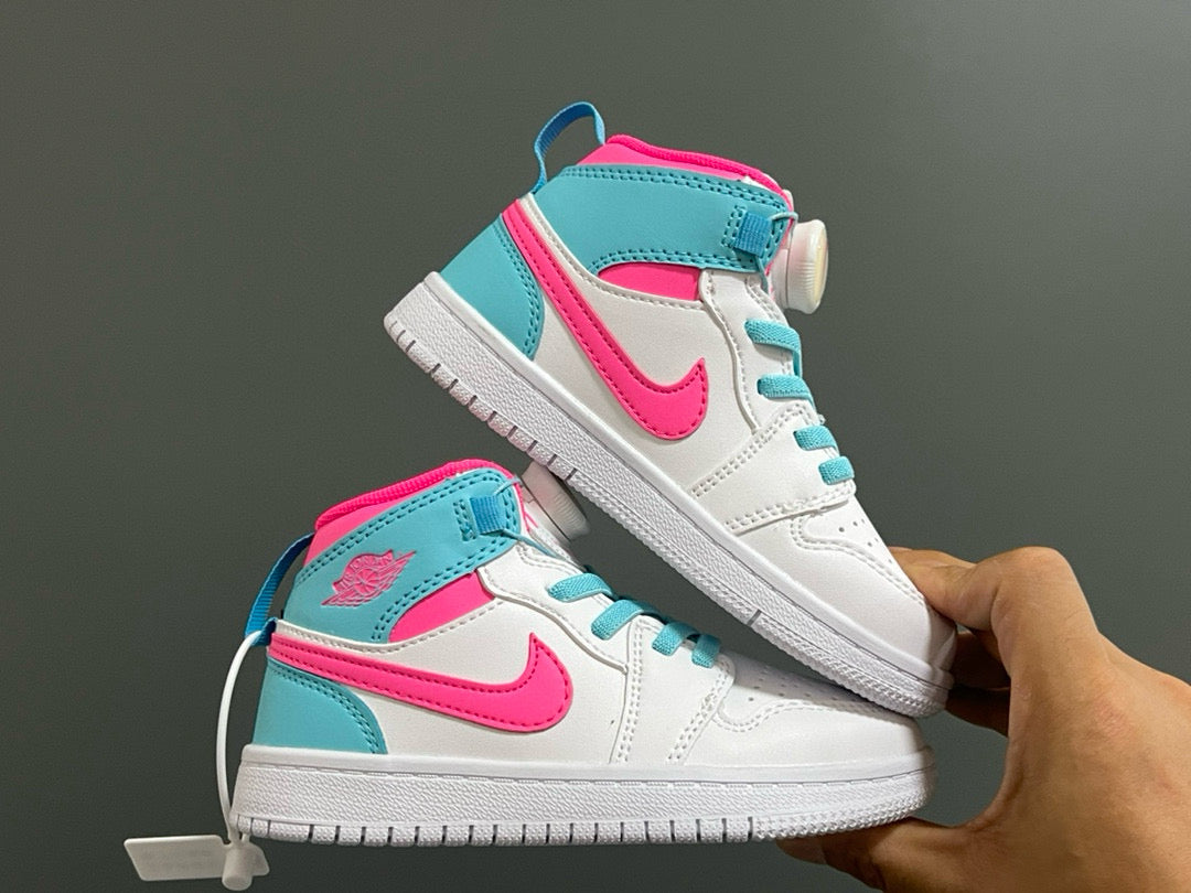 Joe 1 Zhongbang lock children's sports shoes" white, pink"