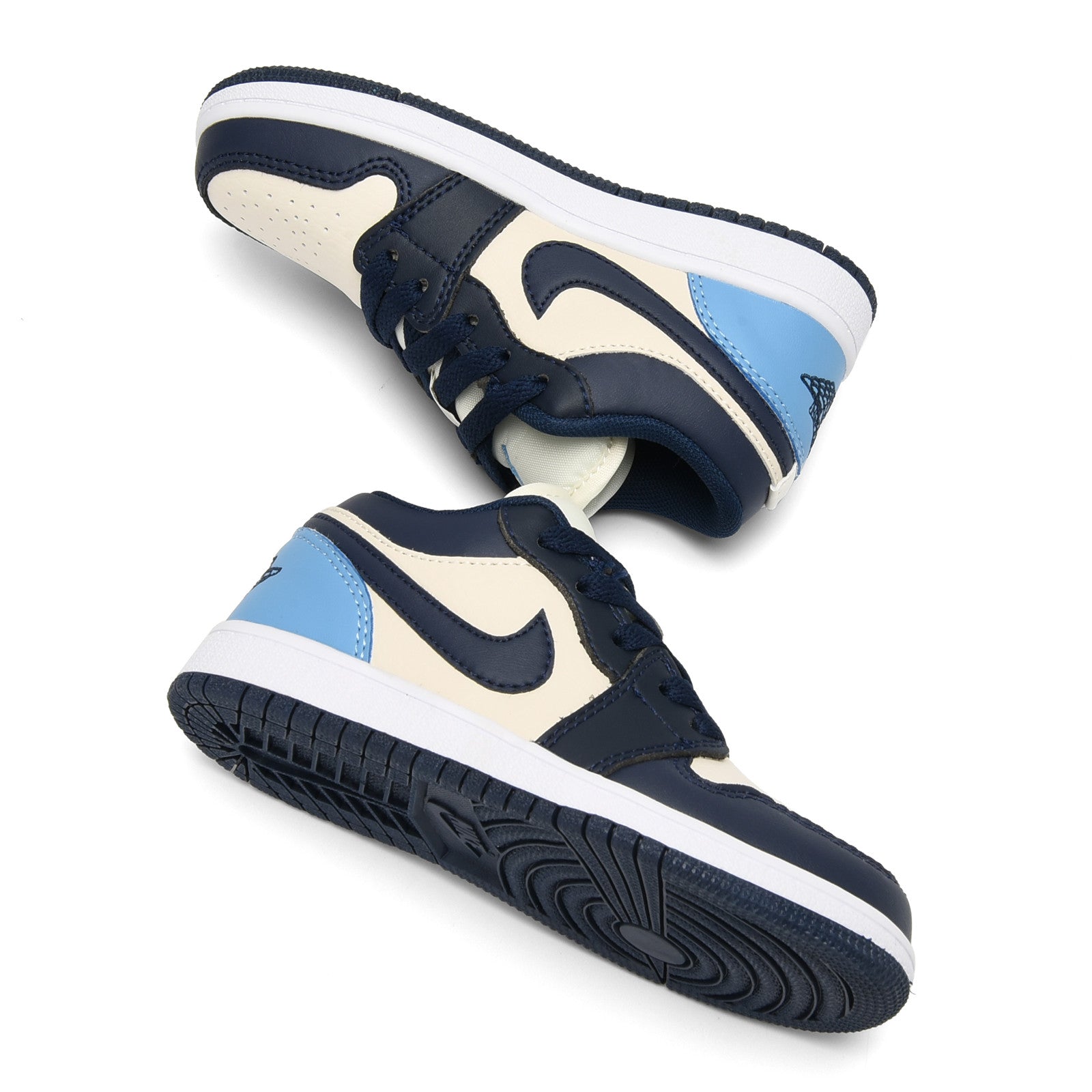 Qiaoyi low-top shoelaces" Navy, cream"
