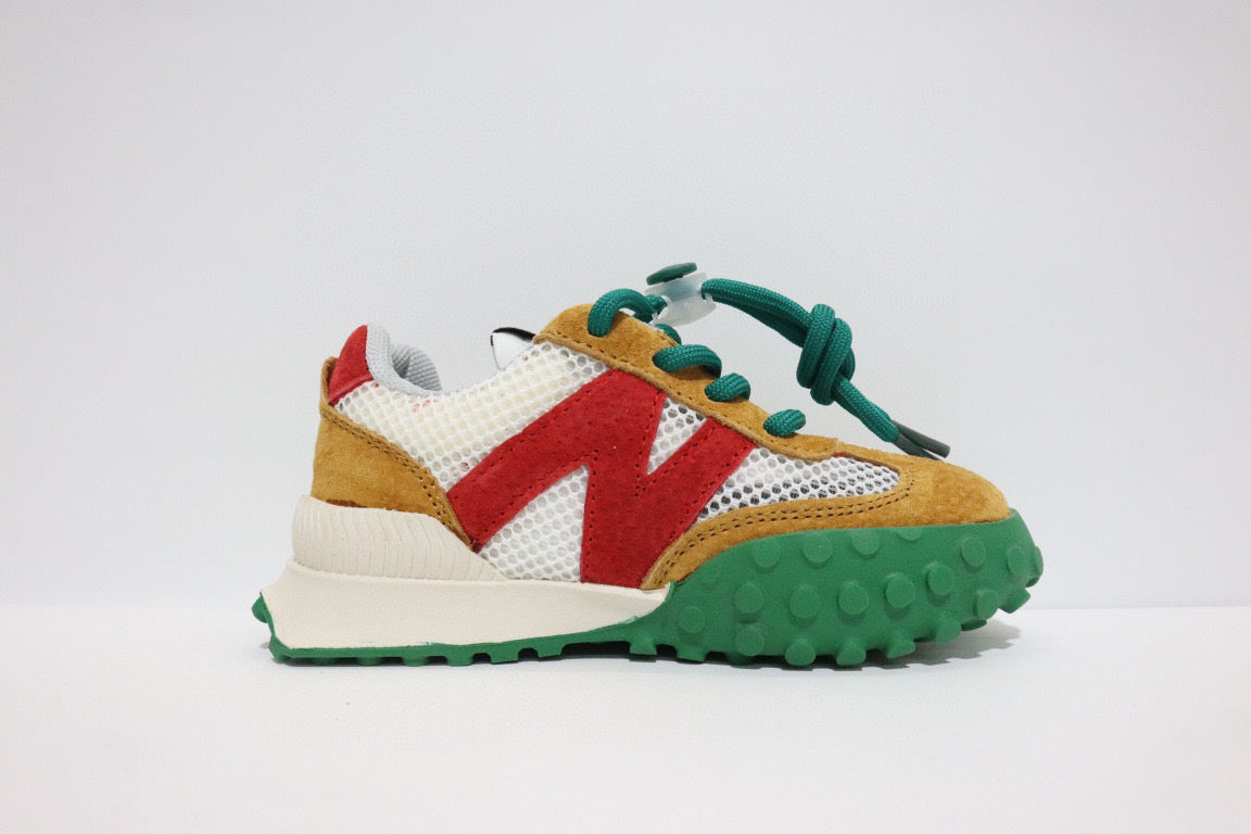 N official website synchronized parallel bars sandals " red, off white, dark green"