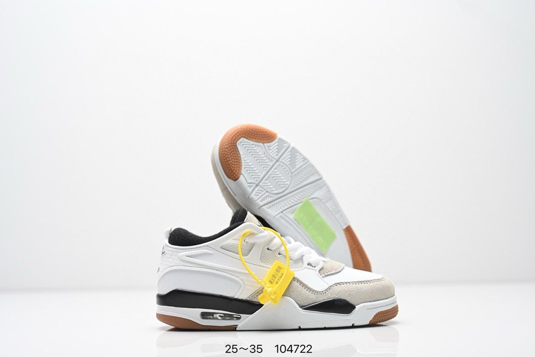 Jordan 4 low-top air cushion basketball shoes" white, black, gray"