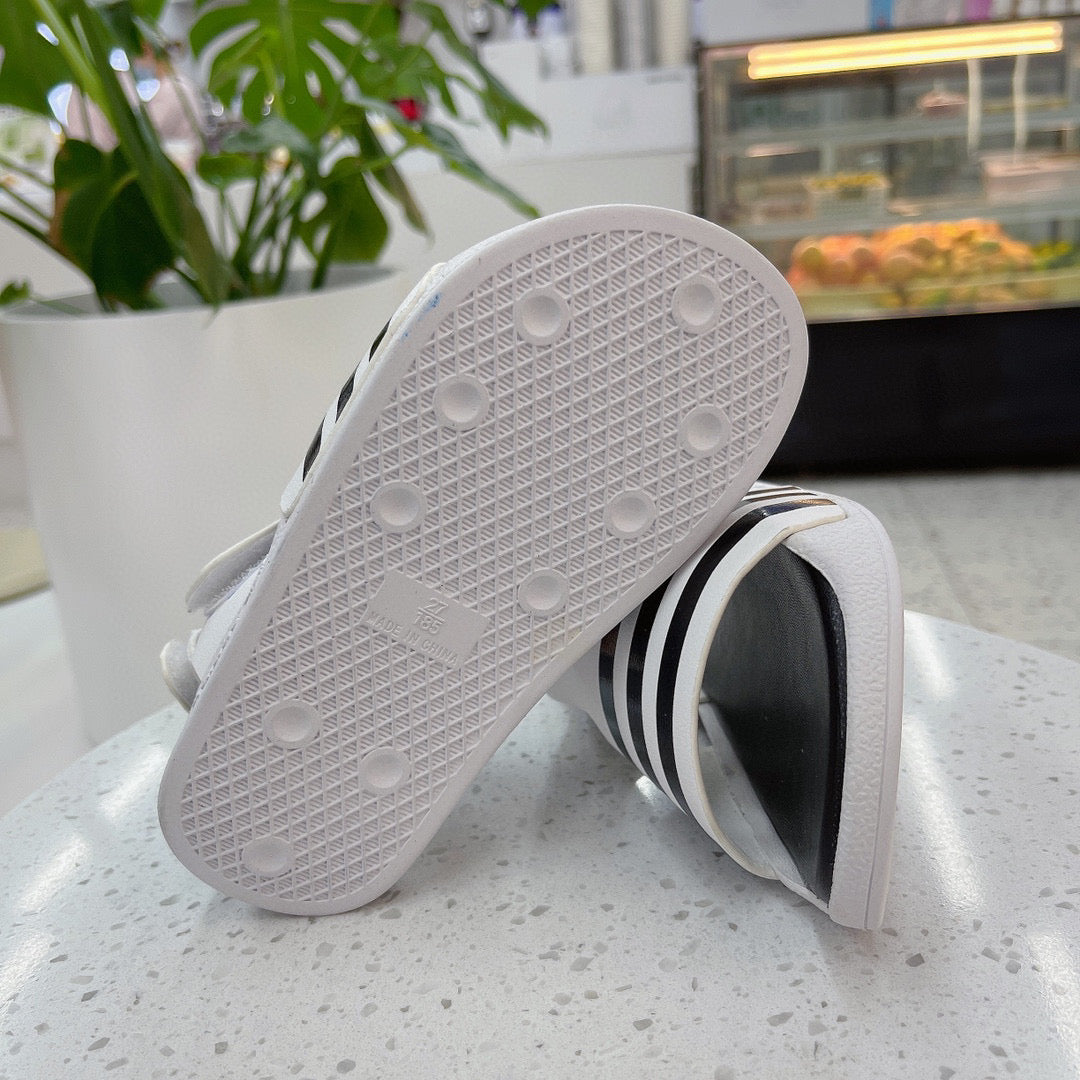 Adidas clover new sandals" white, & black"