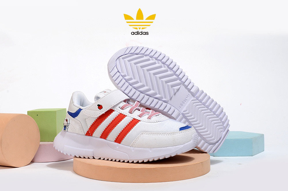 Adidas clover lightweight soft sole" white, red"