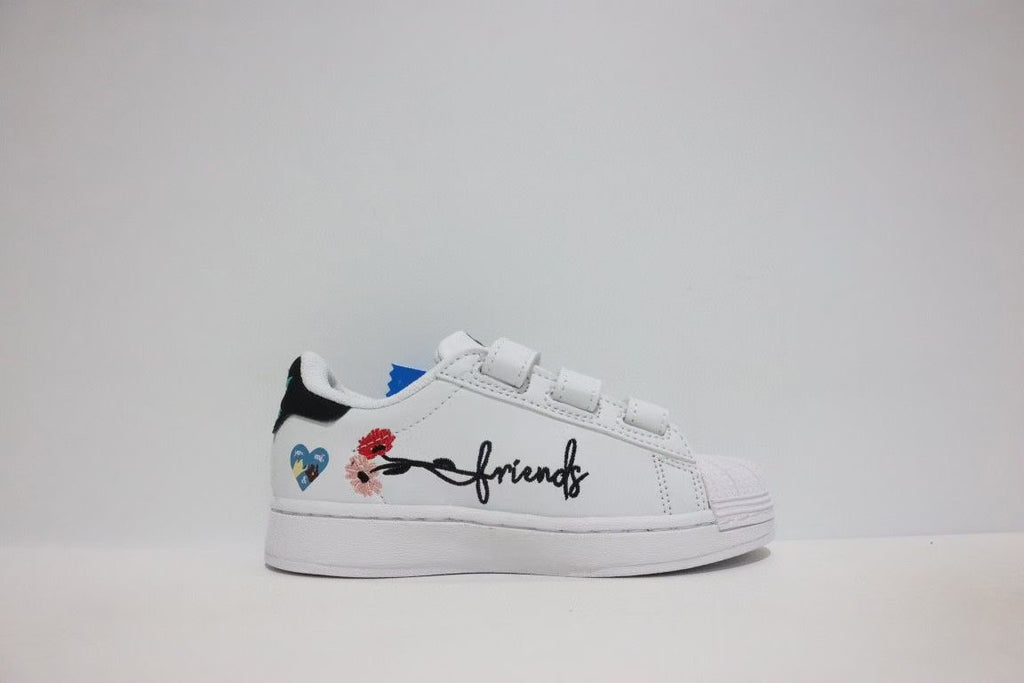Shell toe two-layer cartoon children's shoes" white"