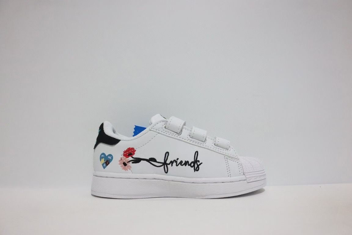 Shell toe two-layer cartoon children's shoes" white"